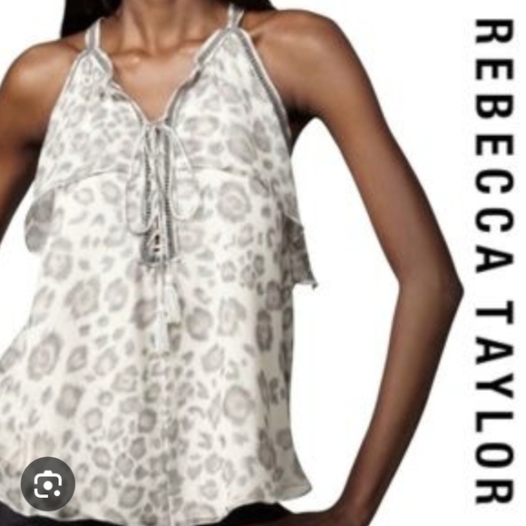 Rebecca Taylor Tops - Vintage Leopard Silk Halter Top